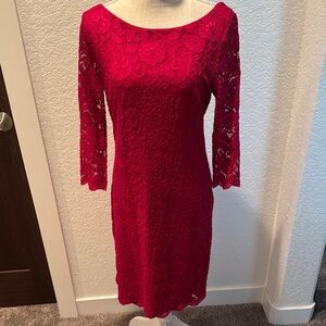 Elegant Fuchsia Lace Dress